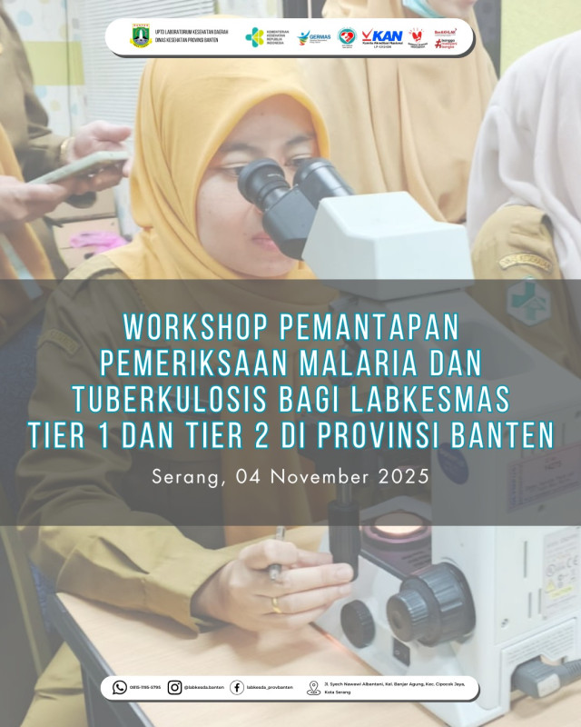 Workshop Pemantapan Pemeriksaan Malaria dan Tuberkulosis Bagi Labkesmas Tier 1 dan Tier 2 di Provinsi Banten