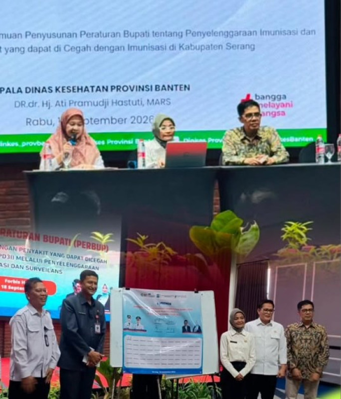 Kepala Dinkes Provinsi Banten menjadi narasumber Kebijakan & Upaya Strategis Pencapaian Imunisasi Rutin Lengkap  & Penanggulangan PD3I di Provinsi Banten